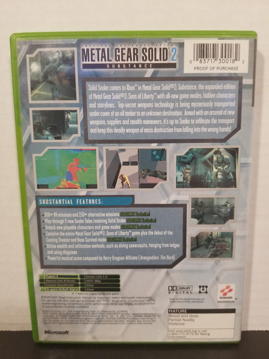 Metal Gear Solid 2: Substance for Xbox
