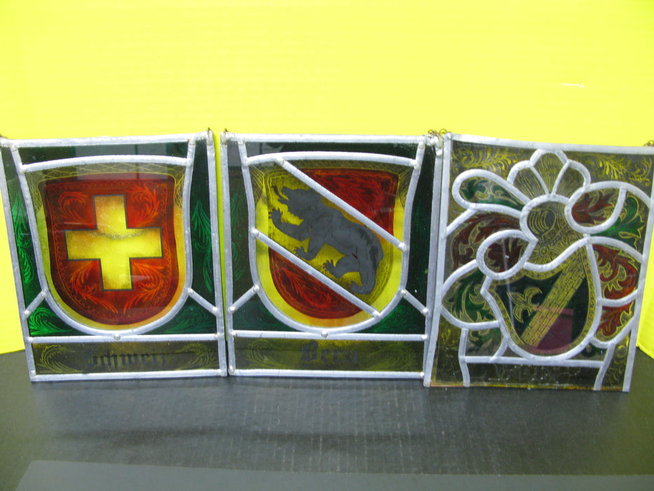 Lot of 3 Stained Glass Art Hangings