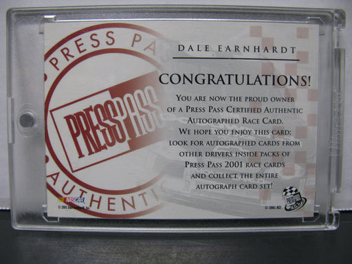 Dale Earnhardt Signed Autographed Press Pass 2001 Card