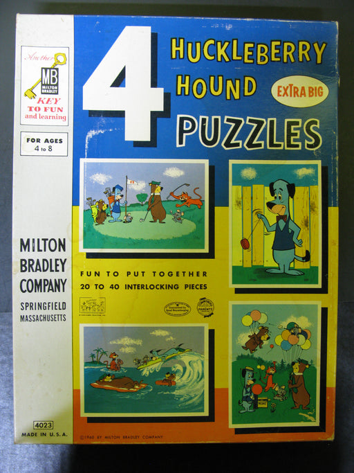 4 HuckleBerry Hound Puzzles Extra Big with Stuffed Animal