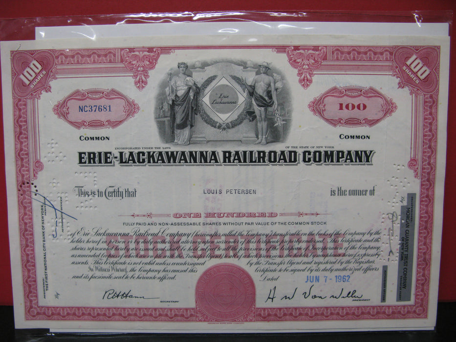 Erie-Lackawanna Railroad Company Certification