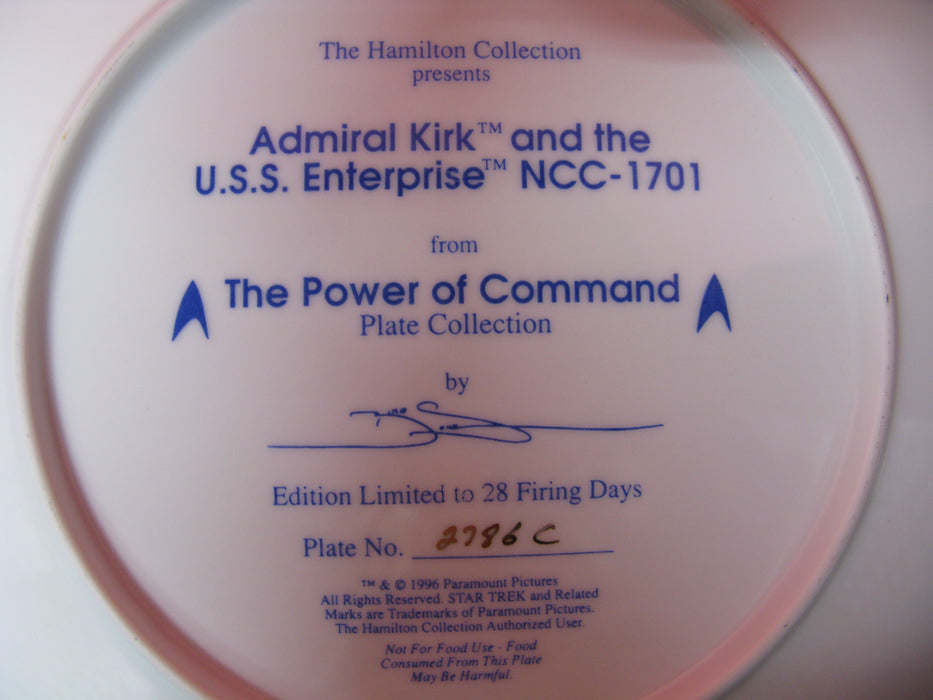 'Admiral Kirk and the U.S.S. Enterprise NCC-1701'  Star Trek Collectors Plate