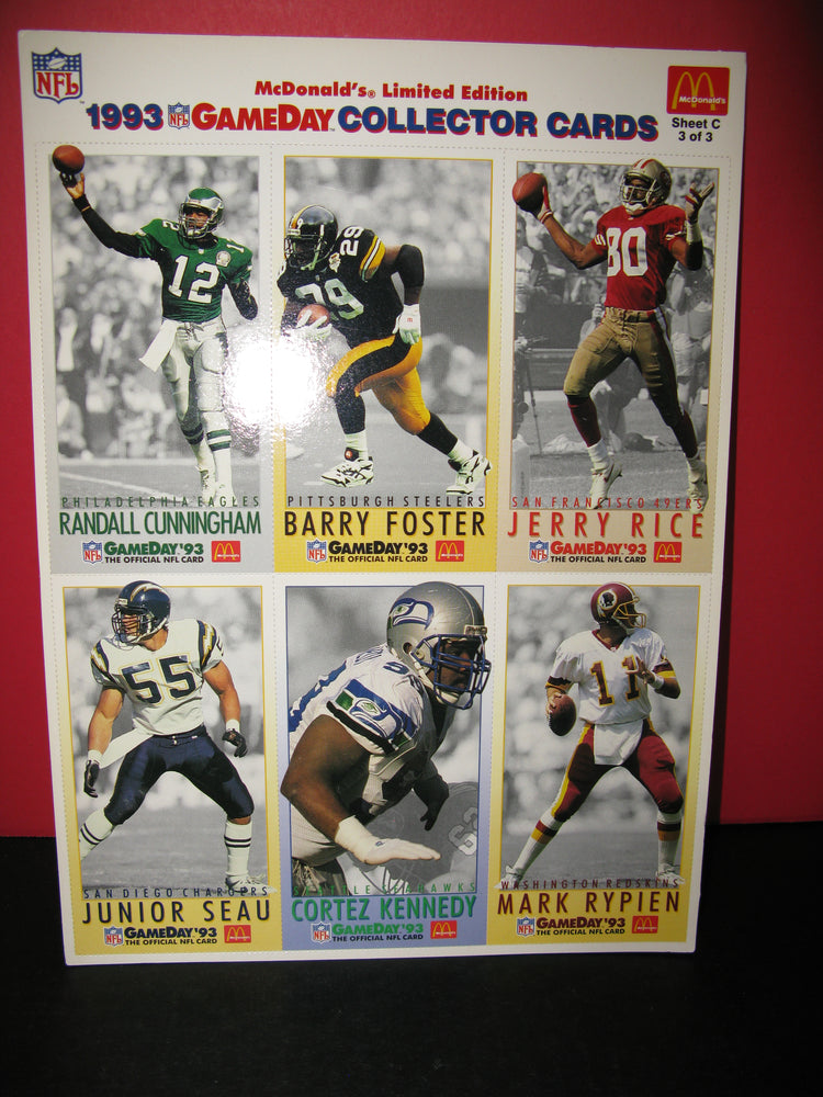 3 Sheets of NFL 1993 GameDay Collector Cards