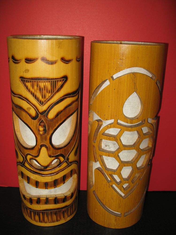 2 Wooden Tiki Displays