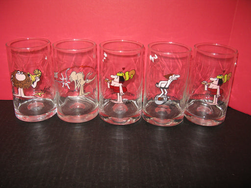 Collection of 5 Glass Cups Arby's B.C.  Ice Age