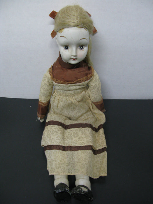 Porcelain Doll with Beige Dress
