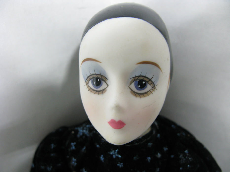 Porcelain Doll with Black Stars Outfit