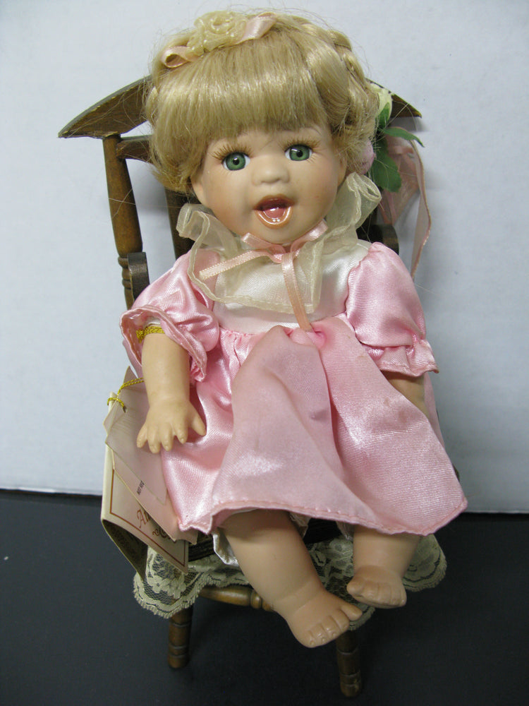 Musical Wind-Up Merry Go Round Porcelain Doll With Chair