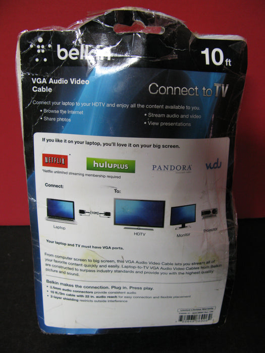 Belkin Laptop to TV 10ft Video Cable VGA Audio