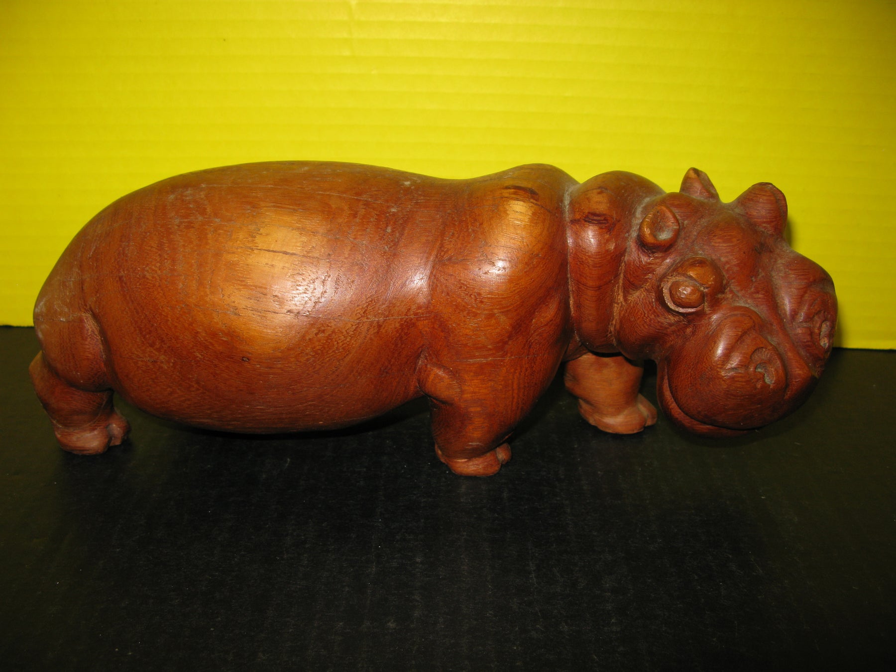 Wooden Hippopotamus Decoration Display