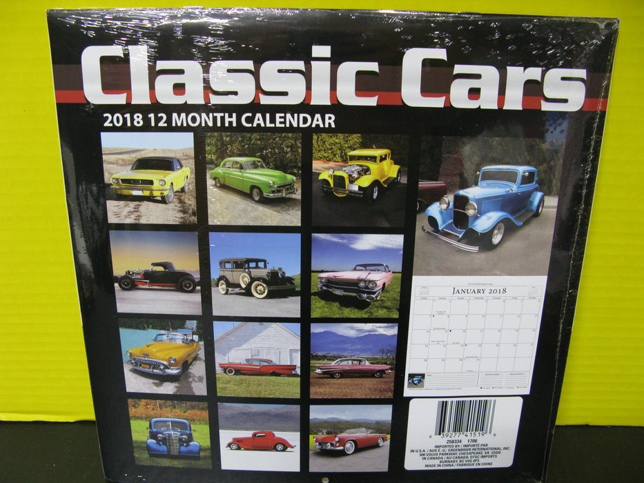 Classic Cars 2018 12 Month Calendar