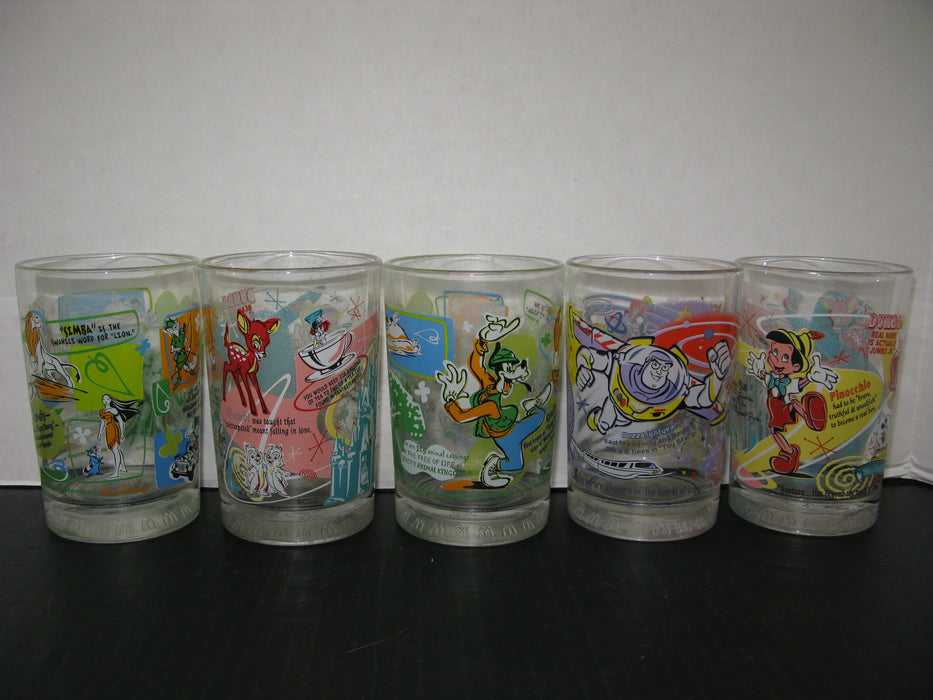 10 Glass Cups Collectible Mcdonald's Walt Disney World 100 Years Of Magic
