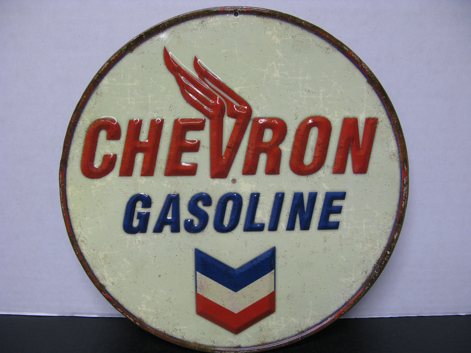Chevron Gasoline Metal Sign