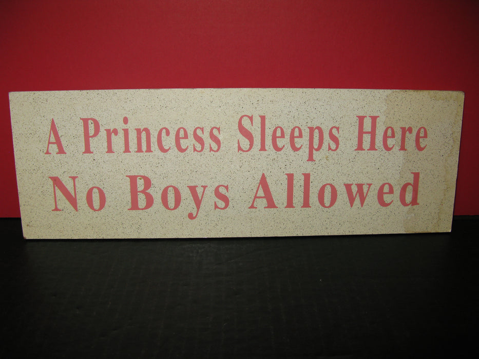 "A Princess Sleeps Here No Boys Allowed" Wooden Hanging Display