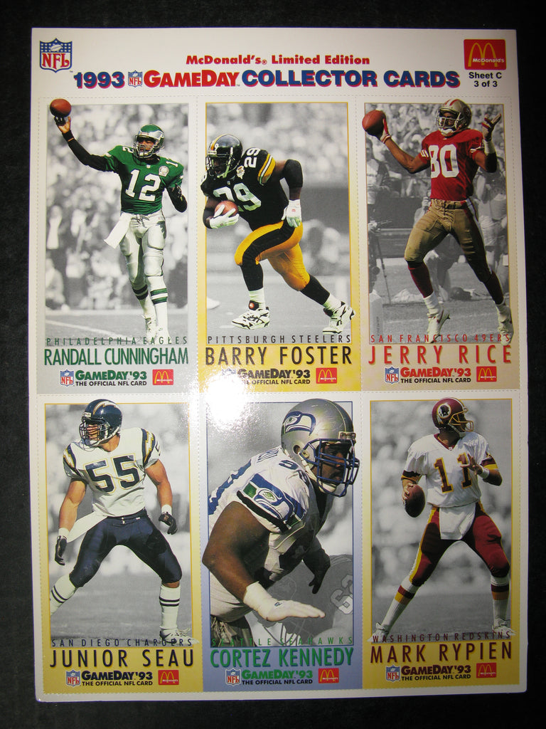 McDonald's Limited Edition 1993 NFL GameDay Collector Cards Sheet C 3 — The Pop Culture Antique Museum