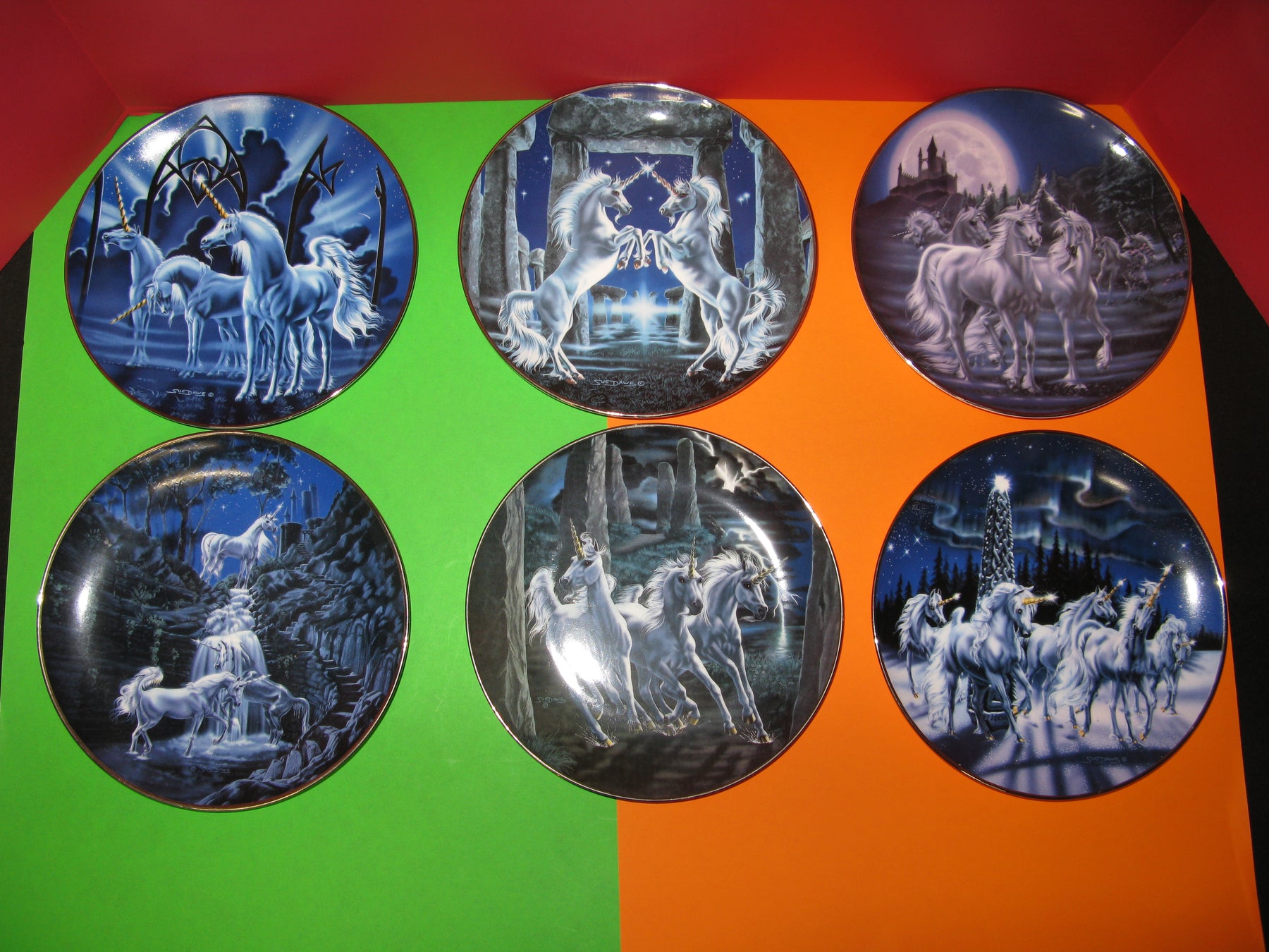 6 Unicorn Decorative Plates