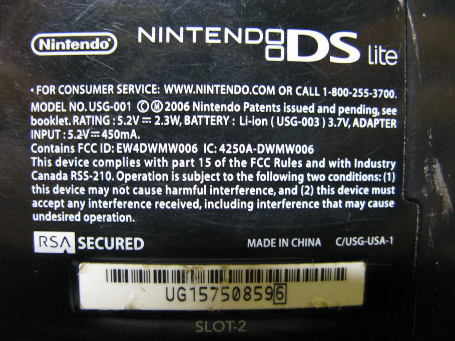 Nintendo DS Lite (Black) with Charger