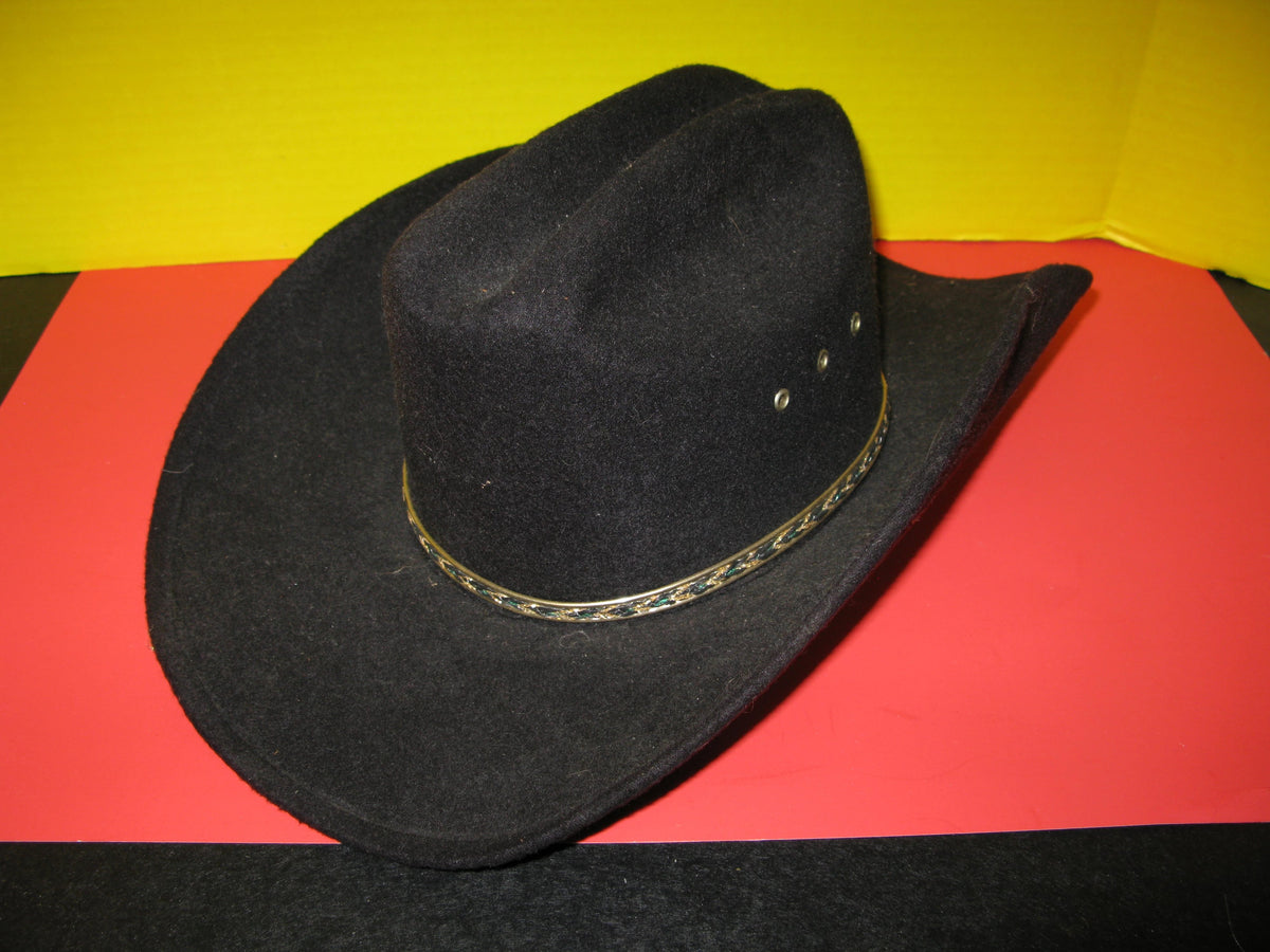 Chapeau Cowboy Western Express - Taille 6 5/8 - Noir Vintage Fabriqué Au Mexique