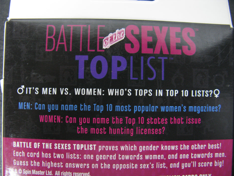 Battle of the Sexes Top List Card Game
