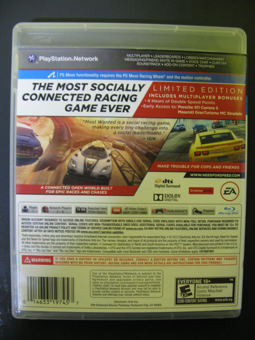 PS3 Need for Speed Most Wanted Limited Edition