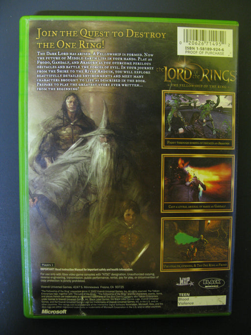 Xbox The Lord of the Rings The Fellowship of the Ring