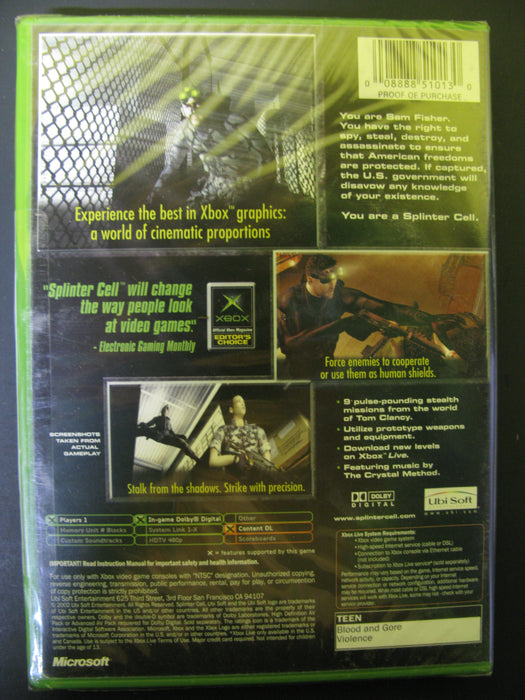 Xbox Splinter Cell Stealth Action Redefined (Sealed)