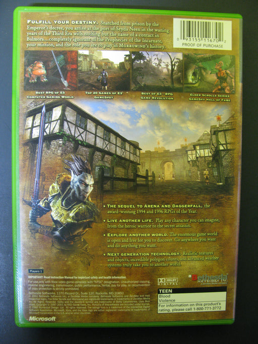 Xbox The Elder Scrolls III Morrowind